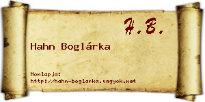 Hahn Boglárka névjegykártya